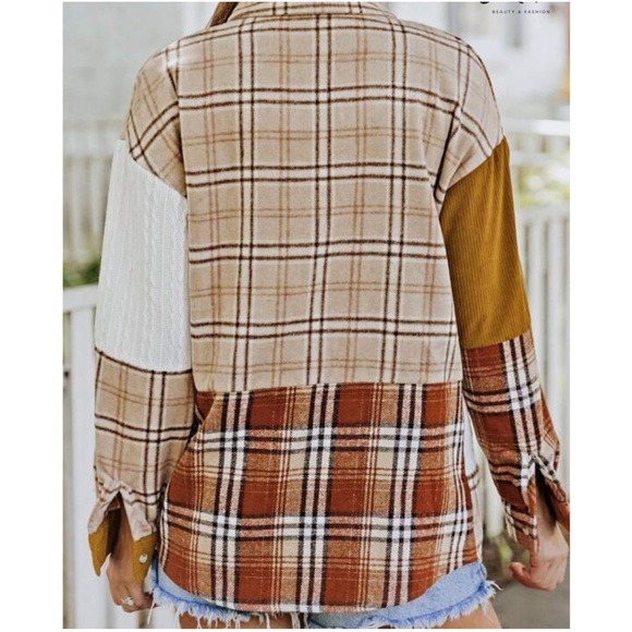 016 Cozy Plaid Print Button Down Jacket Shacket - Picture 4 of 4